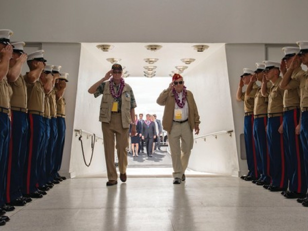 Pearl Harbor Veterans boarding the USS Arizona Memorial